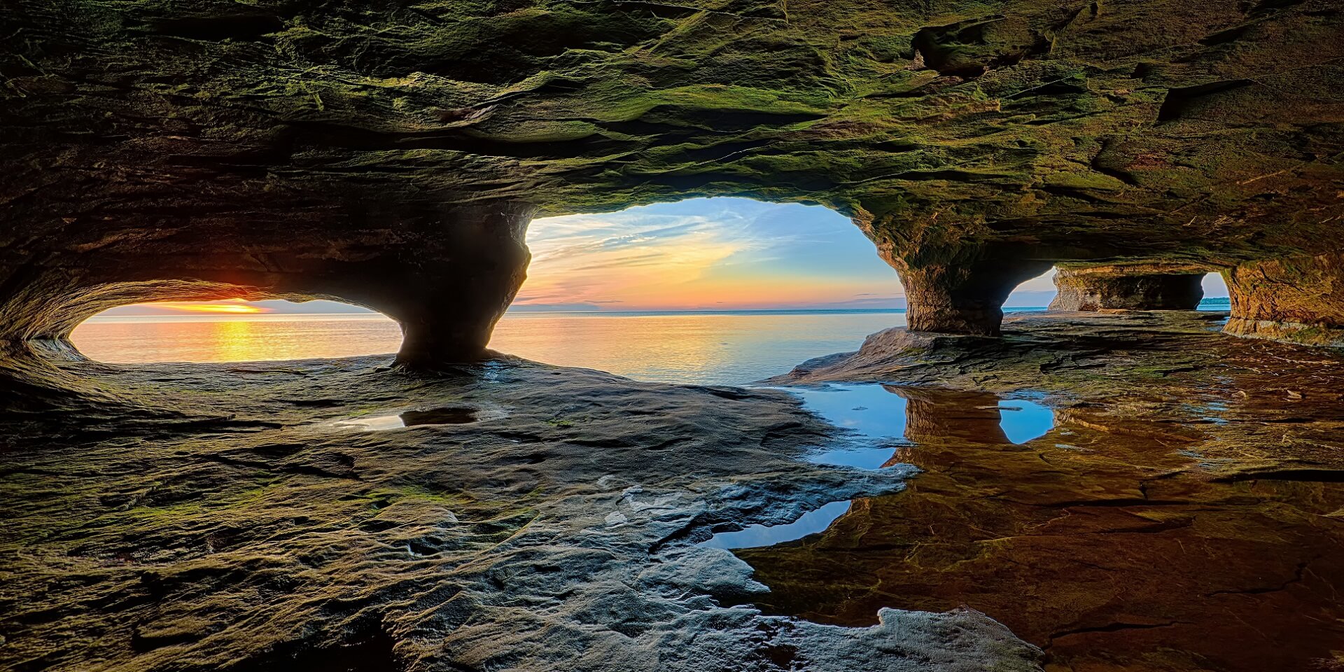 Footer Sunset from inside a Lake Superior cave in Upper Michigan