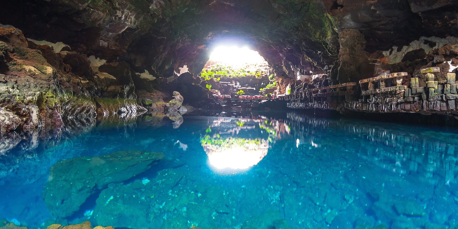Footer cave in Jameos del Agua. Lanzarote. Canary Islands. Spain
