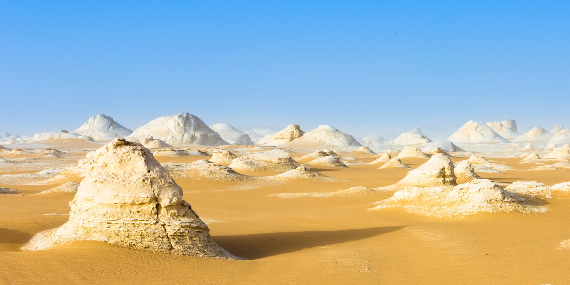footer White Desert at Farafra in the Sahara of Egypt. Africa. Web banner