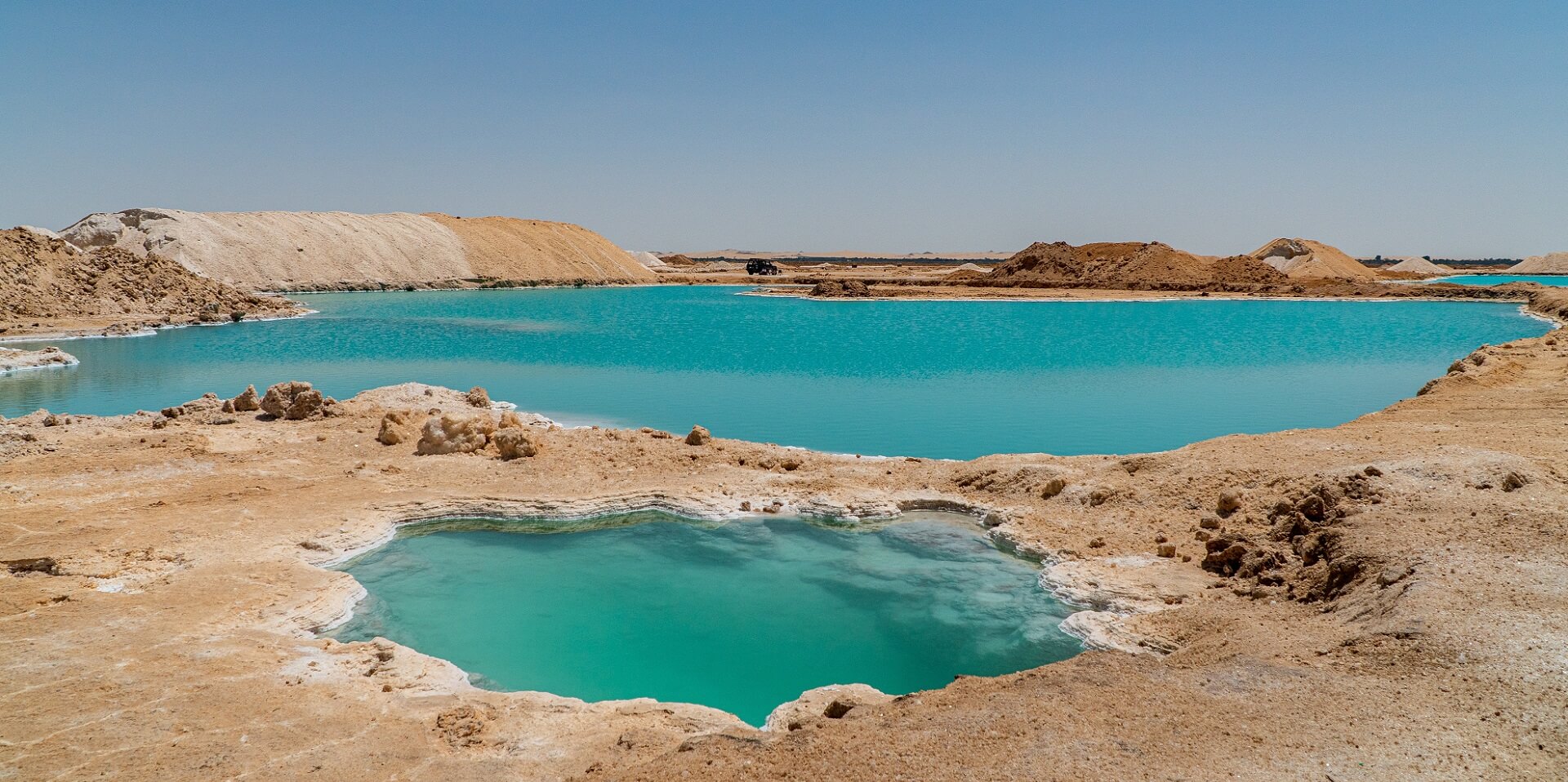 footer salt lakes in Siwa Oasis in Egypt