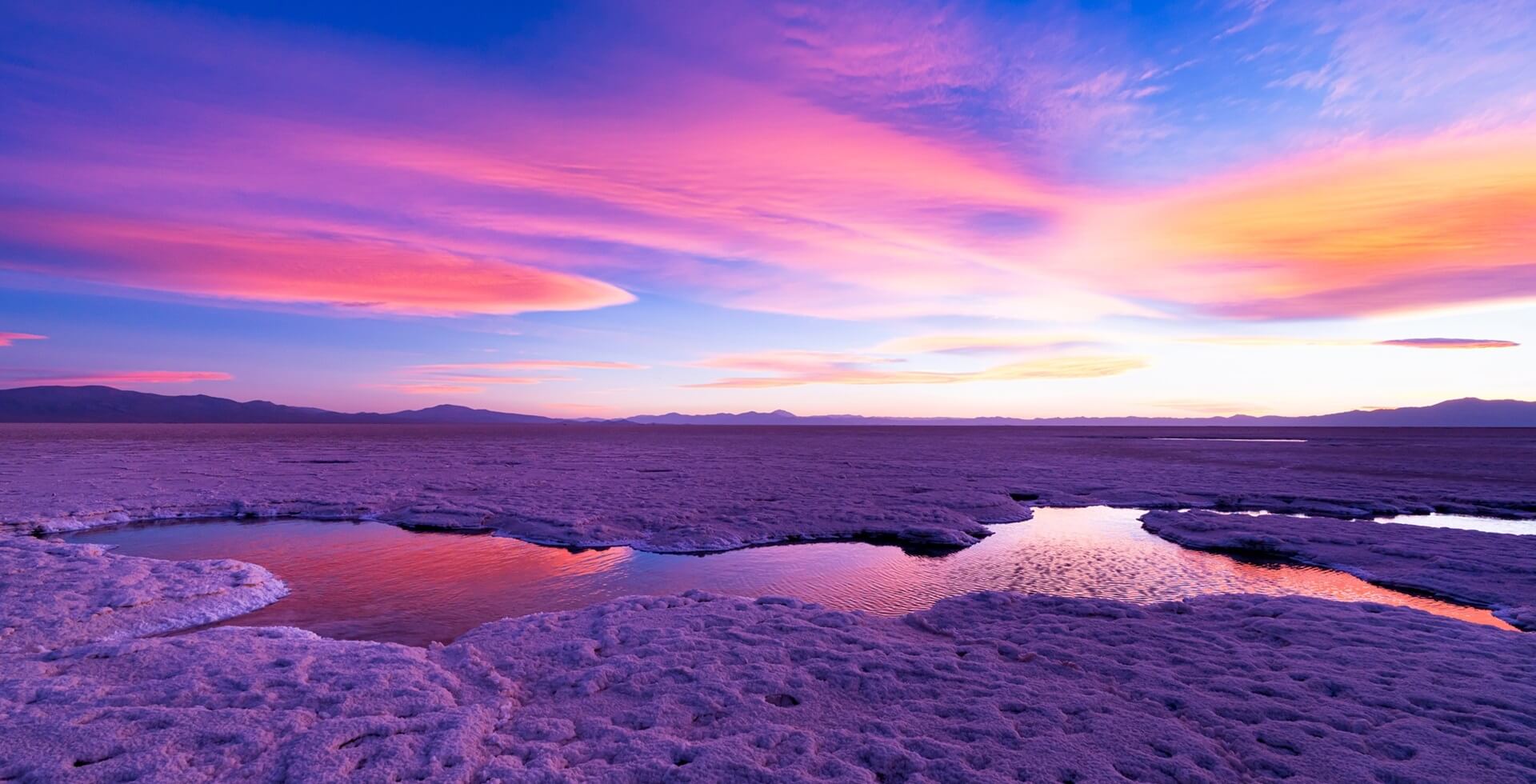 Footer Landscape at sunset in the Salinas Grandes area in the province of Jujuy in north west Argentina of South America, America