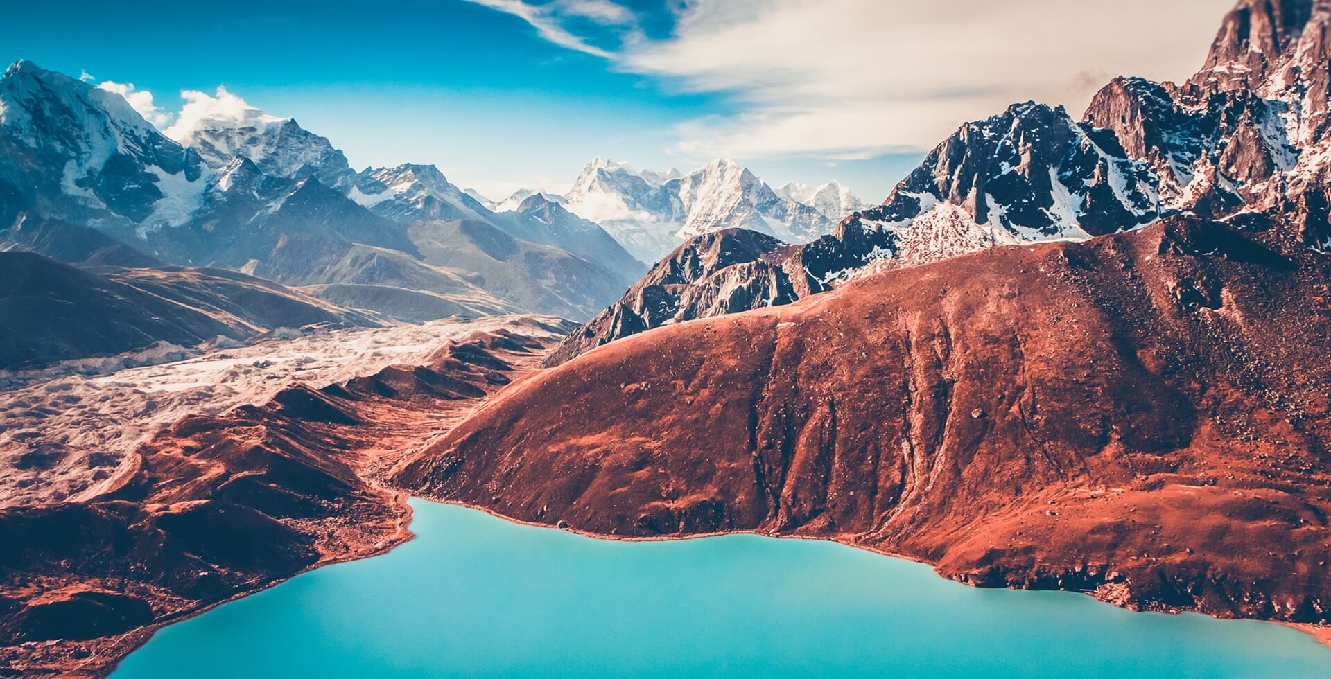 Footer Himalaia. Vista de Gokyo