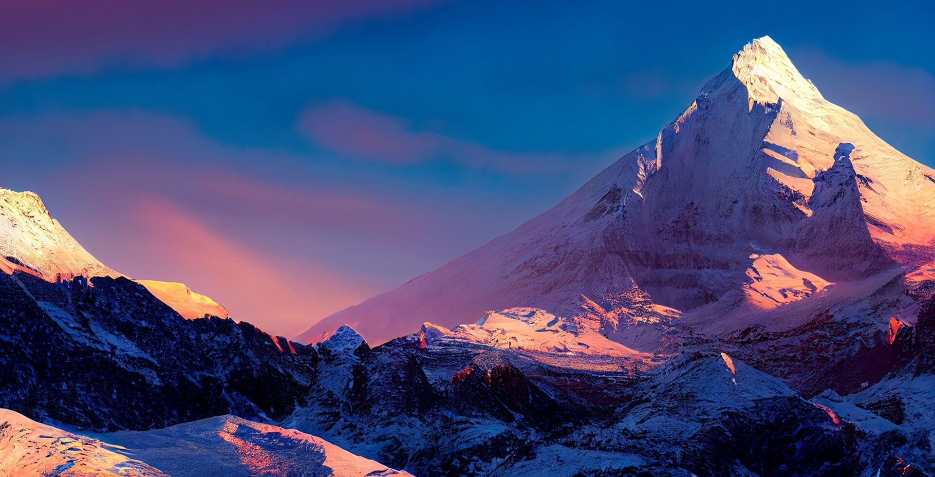 Footer Mountain peaks in winter. Snow covered mountains landscape